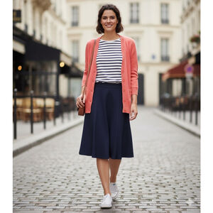 A.P.C. Paris Coral Red Pima Cotton Button Front V Neck Cardigan Size M